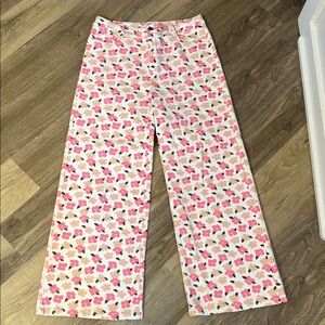 Floral Pink Wide Leg Jeans